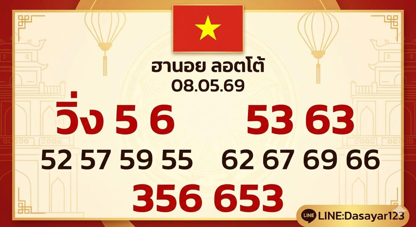 แนวทางหวยฮานอย 8/5/69 แนวทางหวยฮานอยวันนี้ออก งวดวันที่ 8 พฤษภาคม 2569 หวยฮานอย 8-5-69 ชุด9