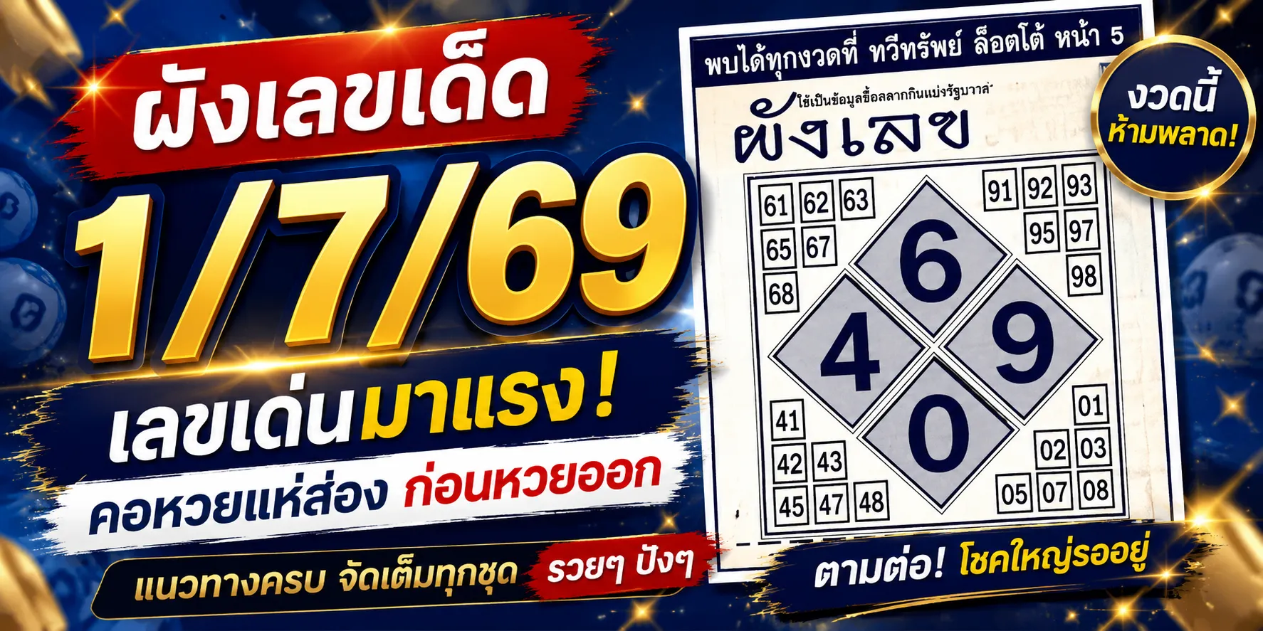 ผังเลขเด็ด 1/7/69 คอหวยแห่ส่องเลขเด่น แนวทางหวยรัฐบาลโค้งสุดท้าย ผังเลขเด็ด 1-7-69 งวดล่าสุด รวมแนวทางเลขดังเลขมาแรง