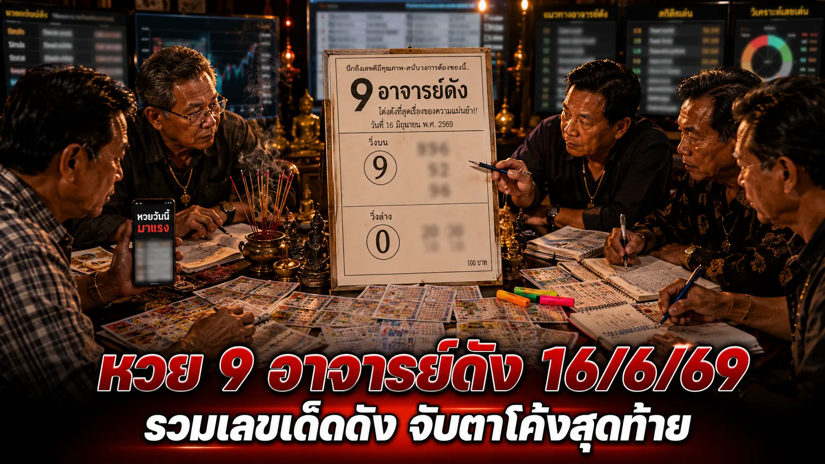 หวย 9 อาจารย์ดัง 16/6/69 มาแล้ว คอหวยจับตาเลขวิ่งบน 9 เด่น ชุดสองตัว 92-96 โค้งสุดท้ายก่อนลุ้นรางวัลใหญ่ คอหวยห้ามพลาด! 9 อาจารย์ดัง 16/6/69 เน้นเลข 9 ตัวเต็งงวดนี้ ลุ้นต่อยอด 92-96