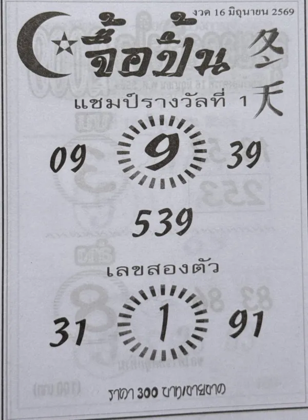 หวยจื้อปื้น 16/6/69 ปล่อยเลขเด็ดงวดนี้ เด่น 9 มาเต็ม คอหวยแห่ส่อง 09-39 พร้อมจับตา 539 โค้งสุดท้ายก่อนหวยออก หวยจื้อปื้น 16/6/69 เลขเด็ดงวดนี้เด่น 9 มาแรง เปิดชุดเน้น 09-39 พร้อมเลขสามตัว 539 คอหวยห้ามพลาด