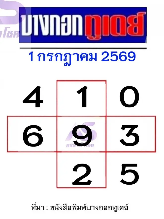 หวยบางกอกทูเดย์ 1/7/69 เลขเด็ดมาแรง คอหวยจับตาผังเลข โค้งสุดท้ายก่อนหวยออก หวยบางกอกทูเดย์ 1/7/69 อัปเดตแนวทางเลขเด็ดล่าสุด คอหวยแห่ติดตามกระแสก่อนวันออกรางวัล