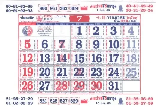 หวยปฏิทินจีน 1/7/69 เลขเด็ดมาแรงจากปฏิทินจีน คอหวยจับตาชุดเด่น หวยปฏิทินจีน 1-7-69 งวดล่าสุด อัปเดตแนวทางเลขเด็ดกระแสแรง