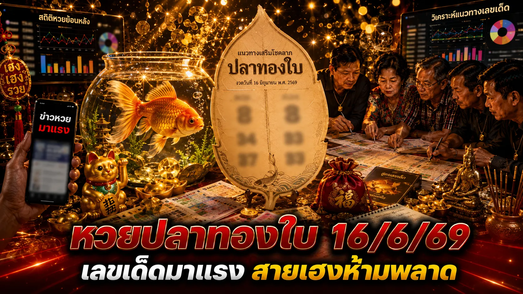 หวยปลาทองใบ 16/6/69 มาแล้ว คอหวยจับตาเลขเด่น ลุ้นโค้งสุดท้าย หวยปลาทองใบ 16669 เปิดแนวทางเลขเด็ดโค้งสุดท้าย คอหวยจับตาเลขเด่นบนล่างก่อนออกรางวัล