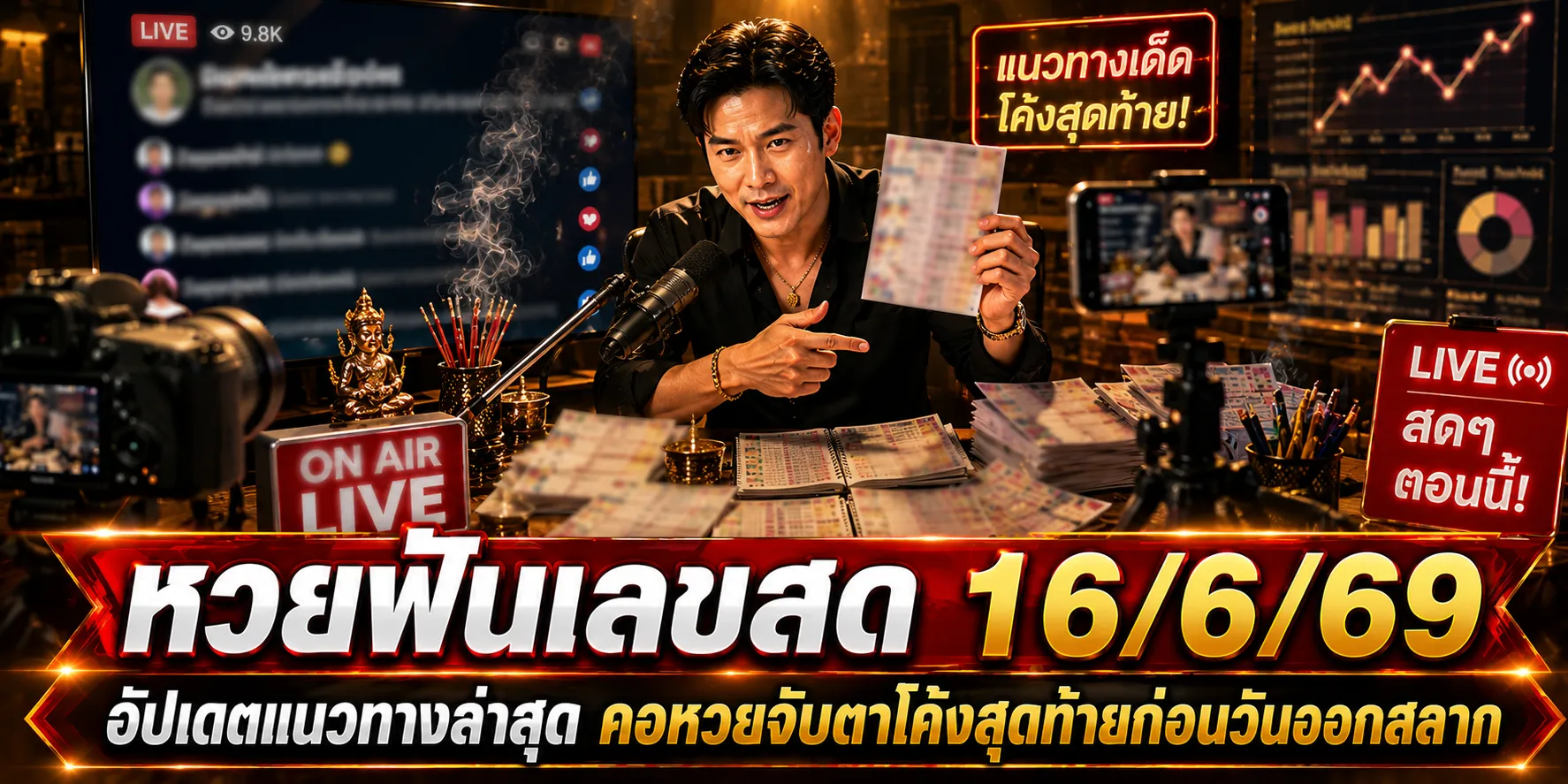 หวยฟันเลขสด 16/6/69 แนวทางเลขเด่นมาแรง คอหวยจับตาโค้งสุดท้ายก่อนออกรางวัล หวยฟันเลขสด 16-6-69