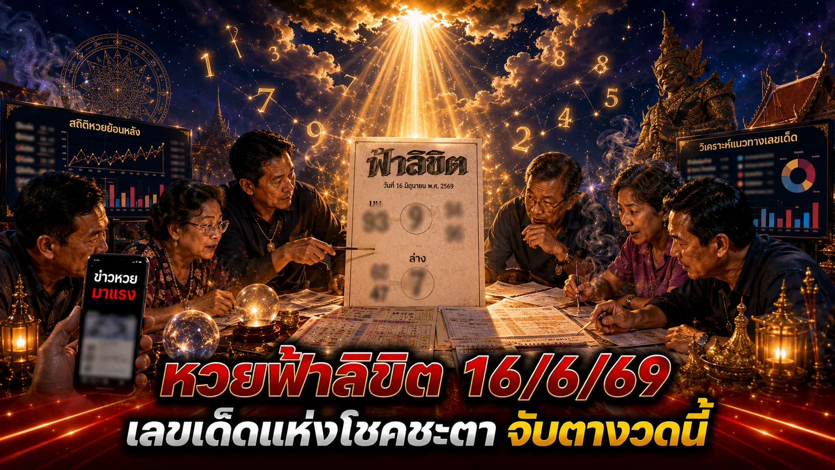 หวยฟ้าลิขิต 16/6/69 มาแล้ว คอหวยจับตาแนวทางเลขเด่น โค้งสุดท้ายก่อนออกรางวัล บรรยากาศคอหวยวิเคราะห์ตัวเลขจากหวยฟ้าลิขิต งวดวันที่ 16 มิถุนายน 2569 ก่อนหวยออกโค้งสุดท้าย