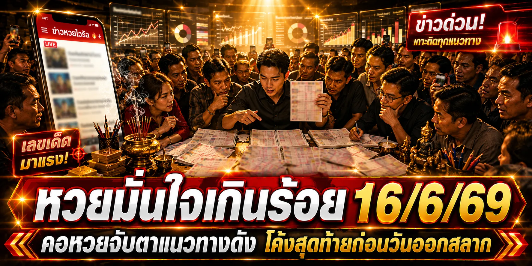 หวยมั่นใจเกินร้อย 16/6/69 เลขเด็ดล่าสุดมาแล้ว คอหวยจับตาเลขวิ่งเด่น 0-8 โค้งสุดท้ายก่อนลุ้นรางวัล หวยมั่นใจเกินร้อย 16-6-69