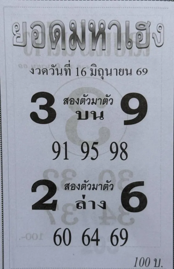 หวยยอดมหาเฮง 16/6/69 ปล่อยเลขเด็ดโค้งสุดท้าย คอหวยจับตา 39-26 มาแรง หวยยอดมหาเฮง 16 มิถุนายน 2569 เปิดเลขเด็ด 39-26 แนวทางหวยรัฐบาลงวดนี้ที่ถูกพูดถึงมากที่สุด