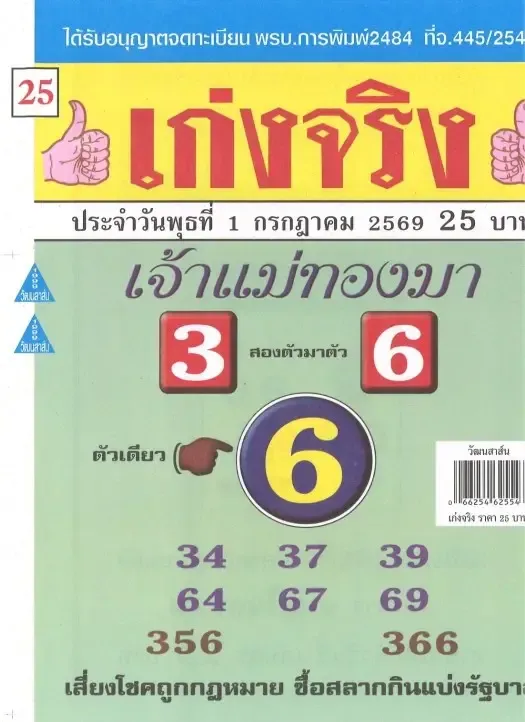 หวยเจ้าแม่ทองมา 1/7/69 เลขเด็ดมาแรง คอหวยจับตาเลขเด่น ก่อนวันหวยออก หวยเจ้าแม่ทองมา 1/7/69 งวดล่าสุด