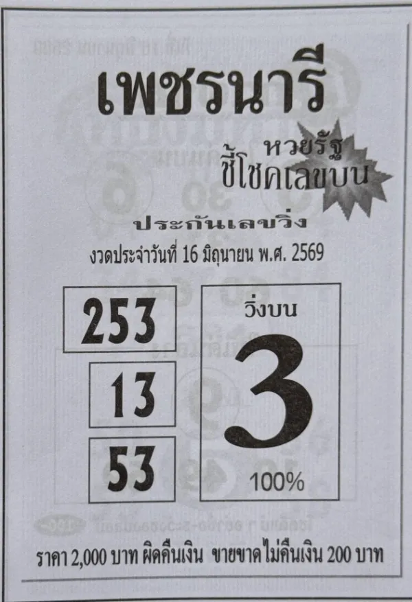 หวยเพชรนารี 16/6/69 มาแรง คอหวยจับตาแนวทางงวดล่าสุด เลขเด่น 3 ชุดเน้น 13-53 โค้งสุดท้ายก่อนออกรางวัล หวยเพชรนารี 16/6/69 แนวทางเลขเด็ดงวดนี้ คอหวยติดตามก่อนวันออกรางวัล