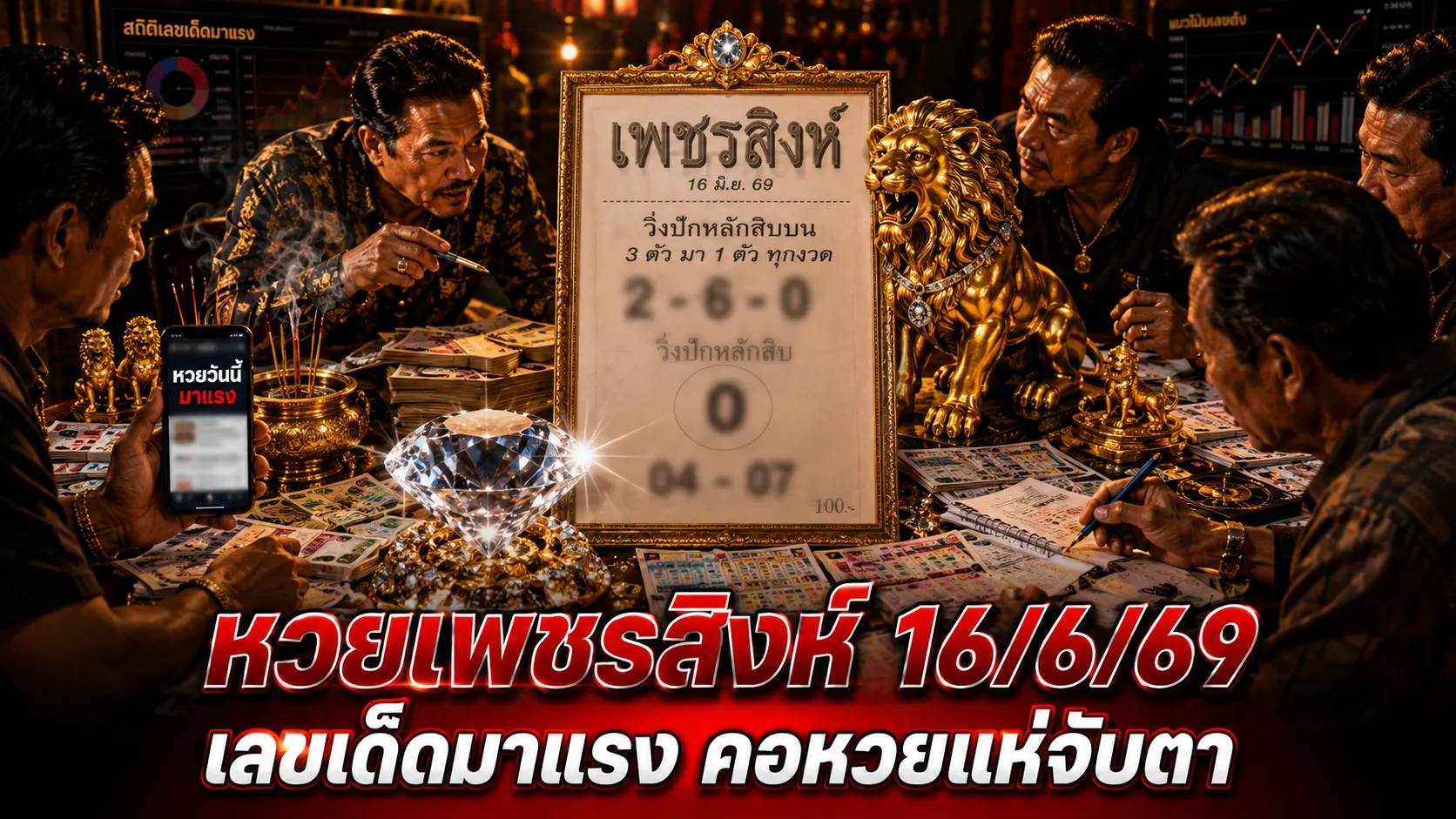 หวยเพชรสิงห์ 16/6/69 ปล่อยเลขเด็ดโค้งสุดท้าย เด่น 0 มาแรง คอหวยแห่จับตา 04-07 ก่อนลุ้นสลากกินแบ่งรัฐบาล คอหวยแห่ส่อง หวยเพชรสิงห์ 16 มิถุนายน 2569 เน้น 0 วิ่งแรง เลขดังโซเชียลมาเต็ม