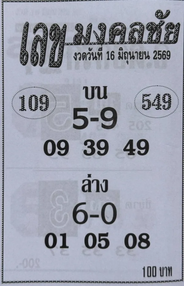 เลขมงคลชัย 16/6/69 เปิดเลขเด็ดงวดนี้ เด่น 5-9 เน้น 09-39-49 คอหวยแห่ส่องโค้งสุดท้าย หวยมงคลชัย 16/6/69 ปล่อยเลขเข้าตา 5-9 พร้อมชุดเน้น 109-549 กระแสแรงทั่วโซเชียล