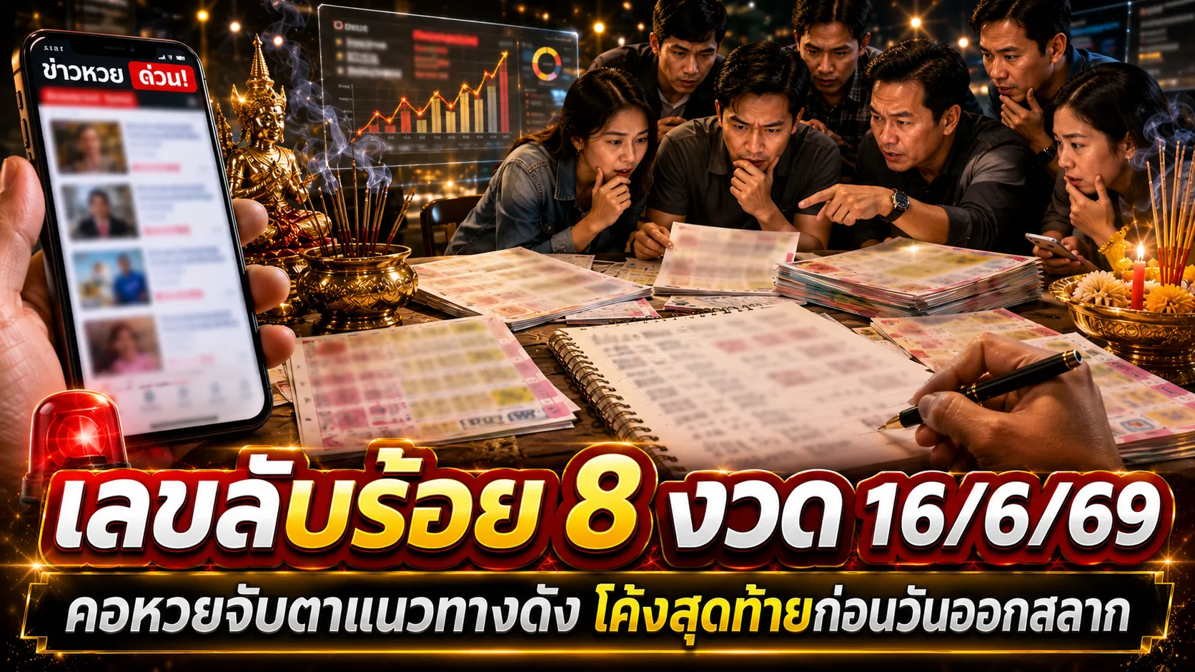 เลขลับร้อย 8 งวด 16/6/69 ปล่อยเลขเด่นมาแล้ว คอหวยแห่ส่อง 9-3 จับคู่เลขดังโค้งสุดท้าย เลขลับร้อย 8 งวด 16-6-69